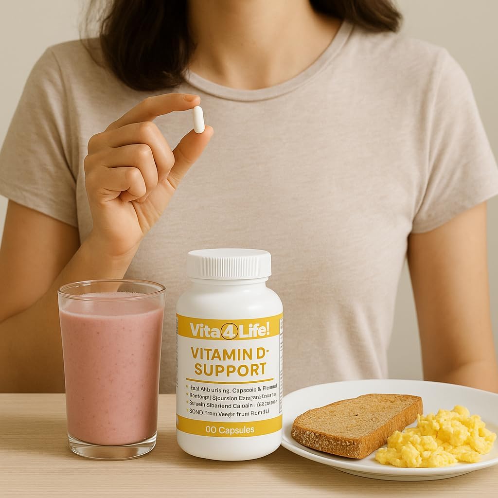 Vita4Life! Vitamin D3 with K2 & Magnesium - High Absorption, Immune & Bone Support - Non-GM, Vegetarian - 60 Capsules - görsel 4