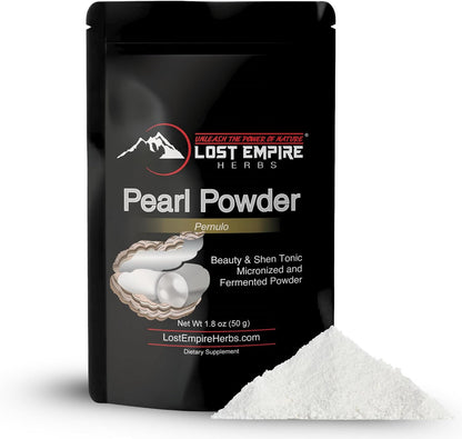 Lost Empire Herbs Pearl Powder Micronised & Fermented – Supplement for Skin, Hair, Nails, and Bones (50 Grammes)