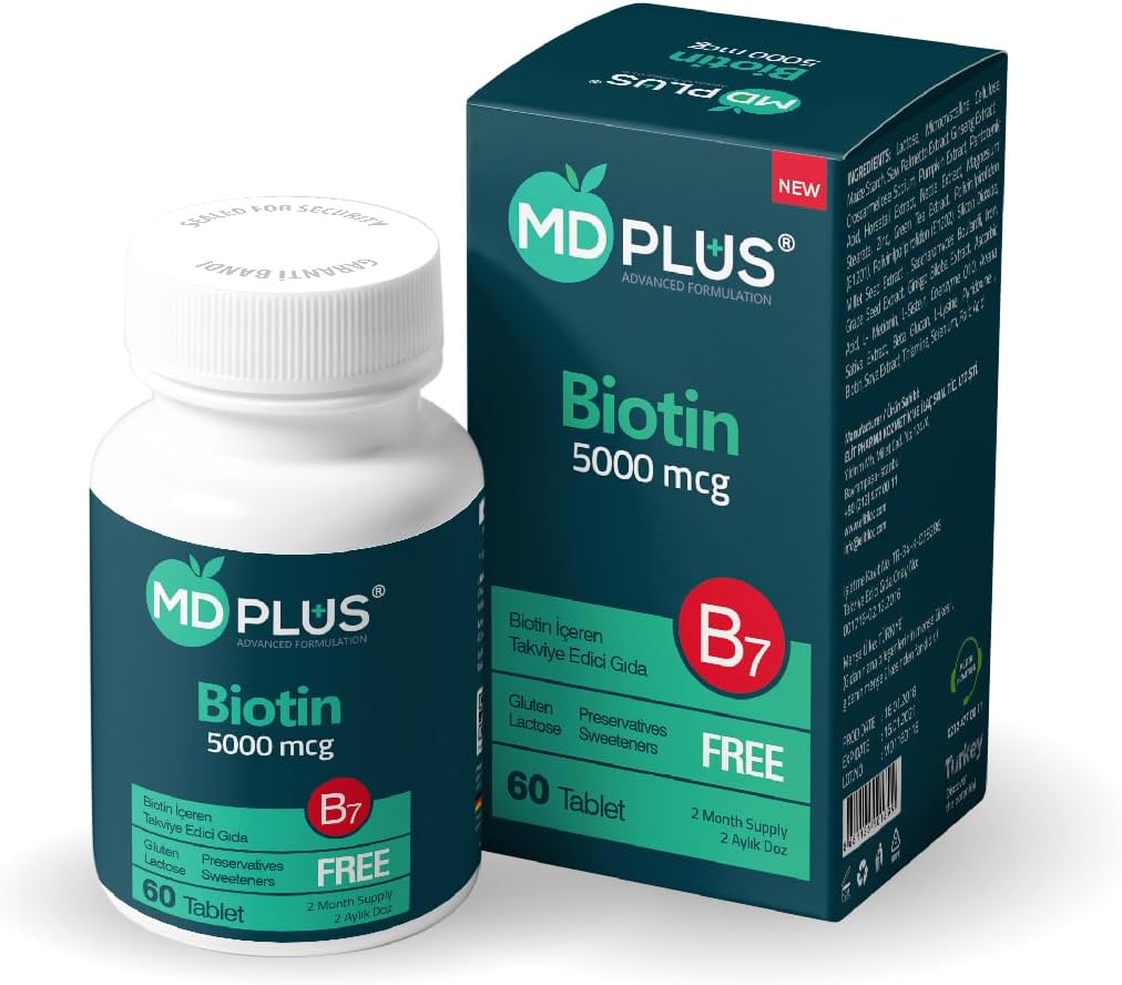 HairMD Md Plus Advanced Hair Biotin 5000 mcg – 60 Tablets - görsel 1