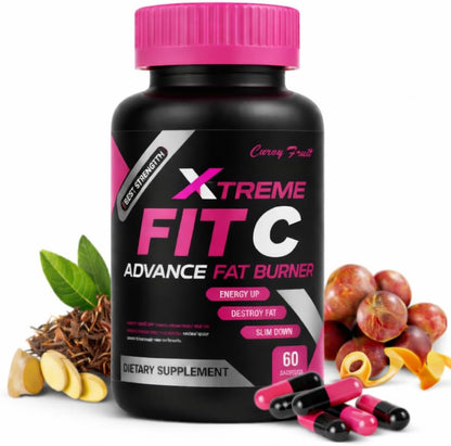 Fit C Xtreme Metabolism support – Herbal Supplement with Green Tea, Camu Camu & Ginger – Digestive & Energy Support – 550mg, 60 Capsules