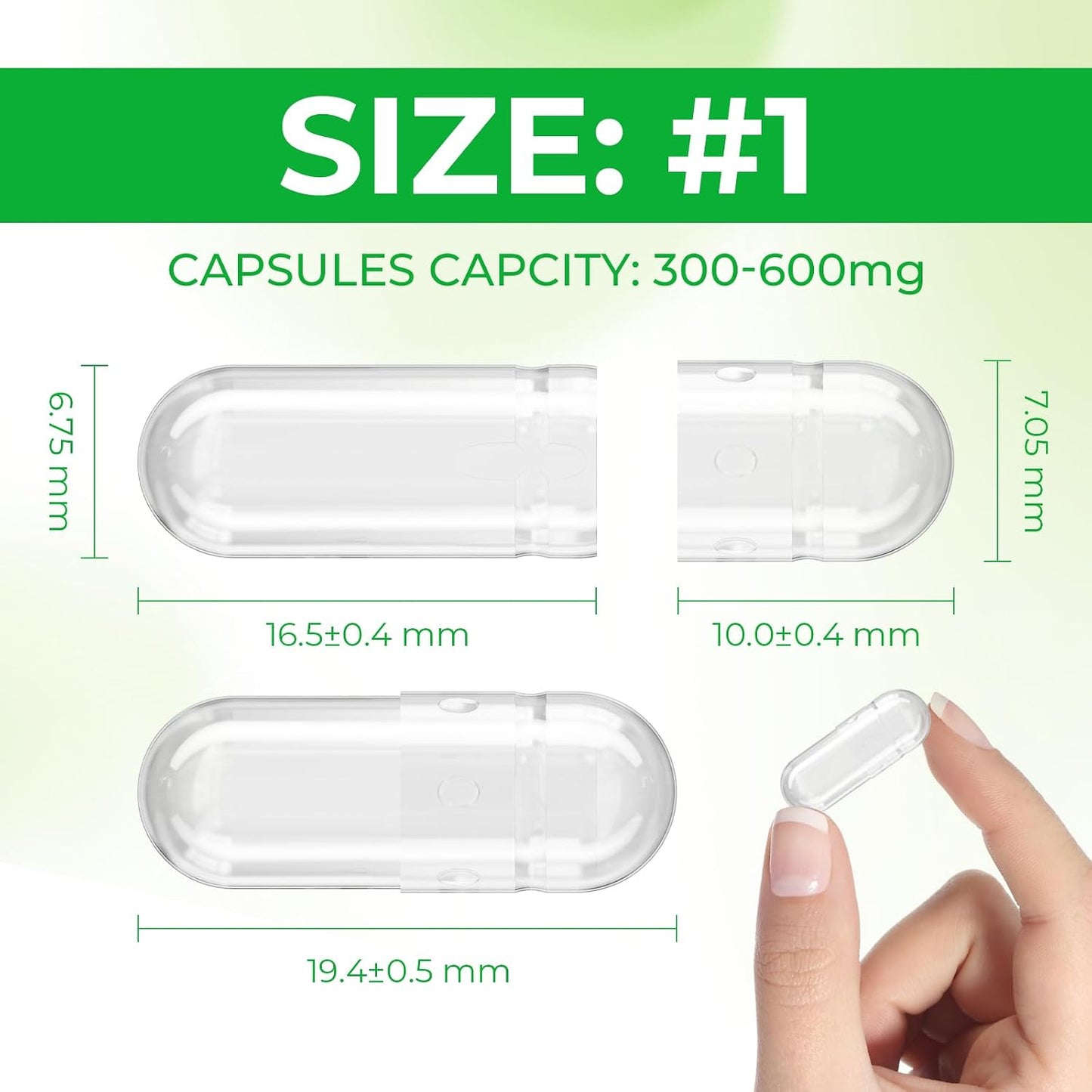 Angtai JN Size 1 Empty Capsules Vegan Plant Based Clear (100 Count) - Gluten-free, Non-GM, Halal Certified Capsule Filling Kit with 2 Spoons - görsel 7