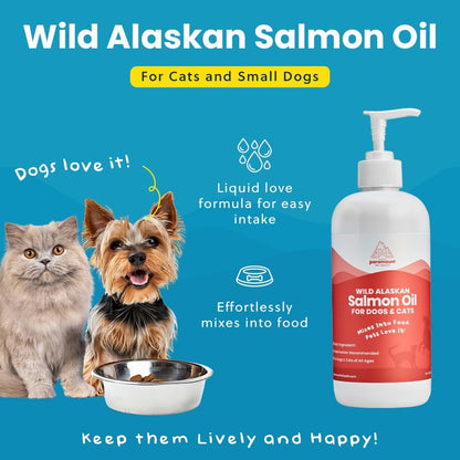 Wild Alaskan Salmon Oil for Cats and Small Dogs – Pure and Premium, 473 ml