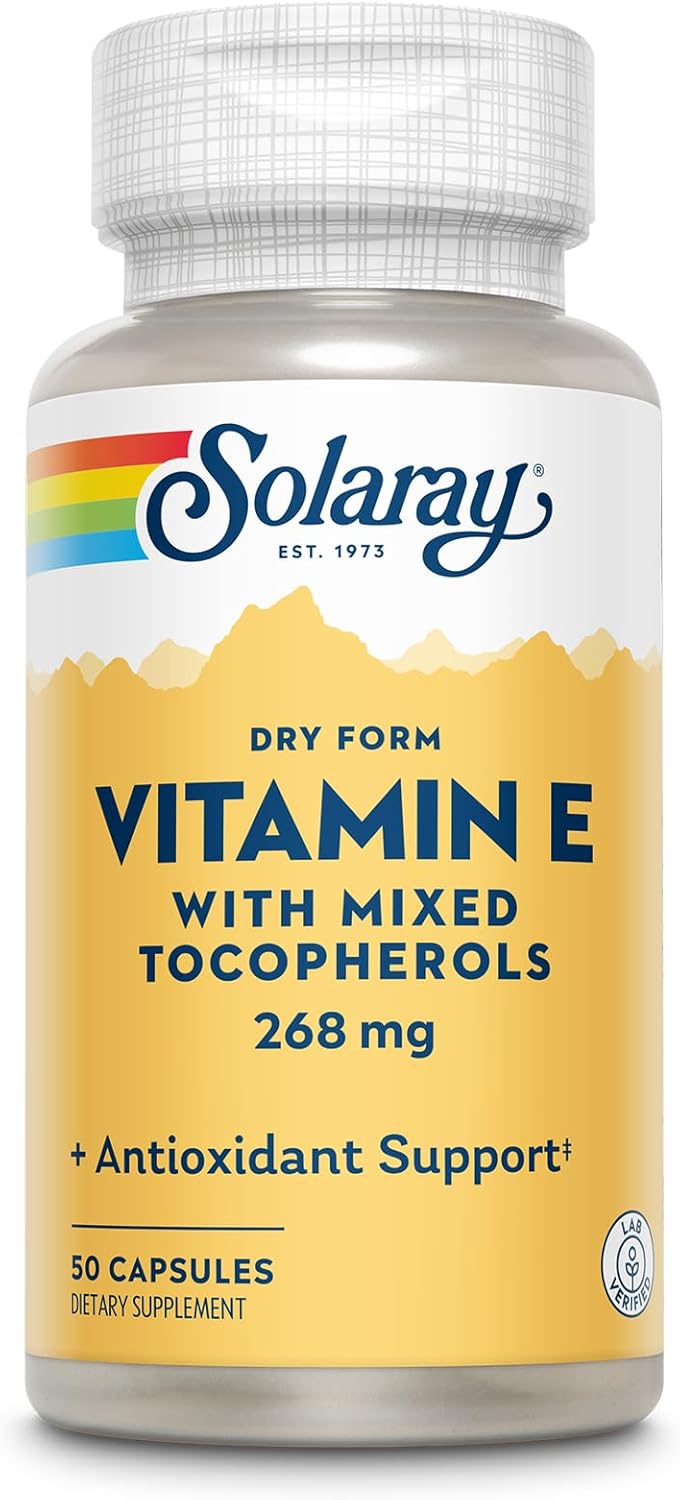 SOLARAY Vitamin E 400 IU (268 mg) - Dry Form with Mixed Tocopherols, Natural Source, 100 Capsules - görsel 7