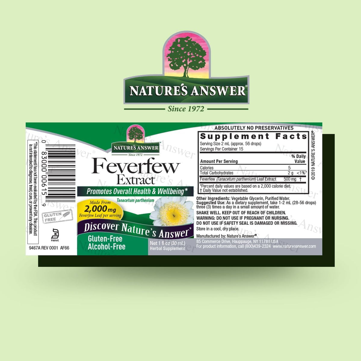 Nature's Answer Alcohol-Free Feverfew Extract 2000mg, 1 oz - görsel 2