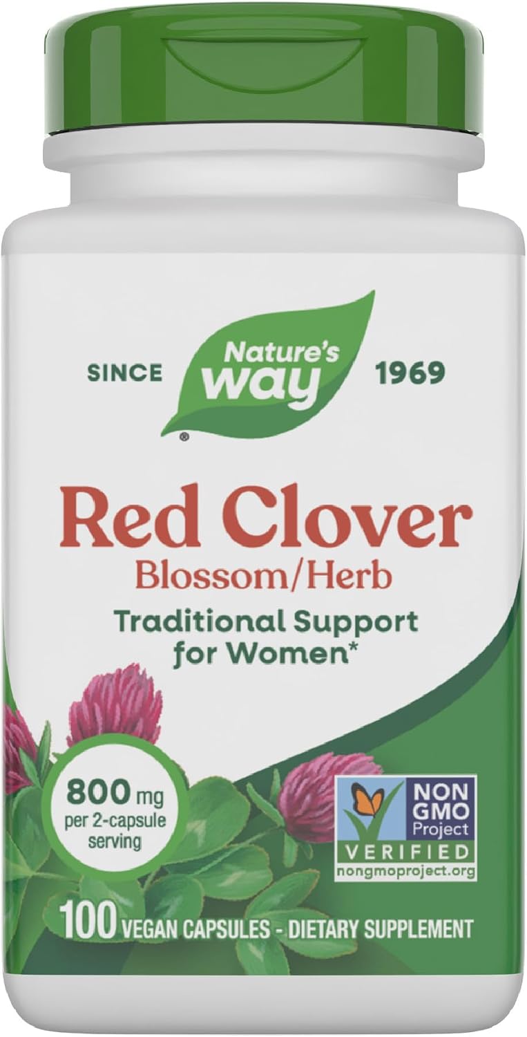 Nature's Way Red Clover Blossom Herb - Traditional Women's Health Support - 100 Vegan Capsules - görsel 1