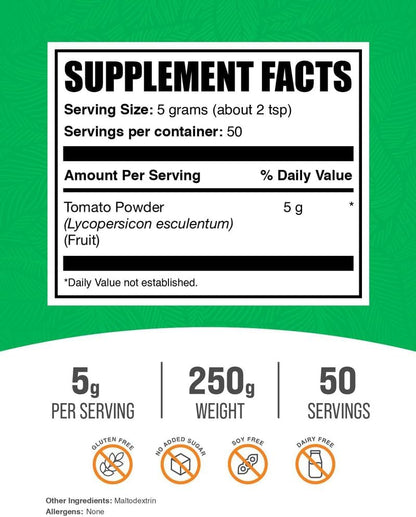 BulkSupplements.com Tomato Powder - Ground Tomato for Cooking, Vegan & Gluten-free, 250 g