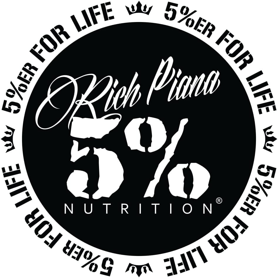 Rich Piana 5% Nutrition 5% ERFORLIFE Black w/White Trim 4-inch Circle Decal #2 - görsel 1