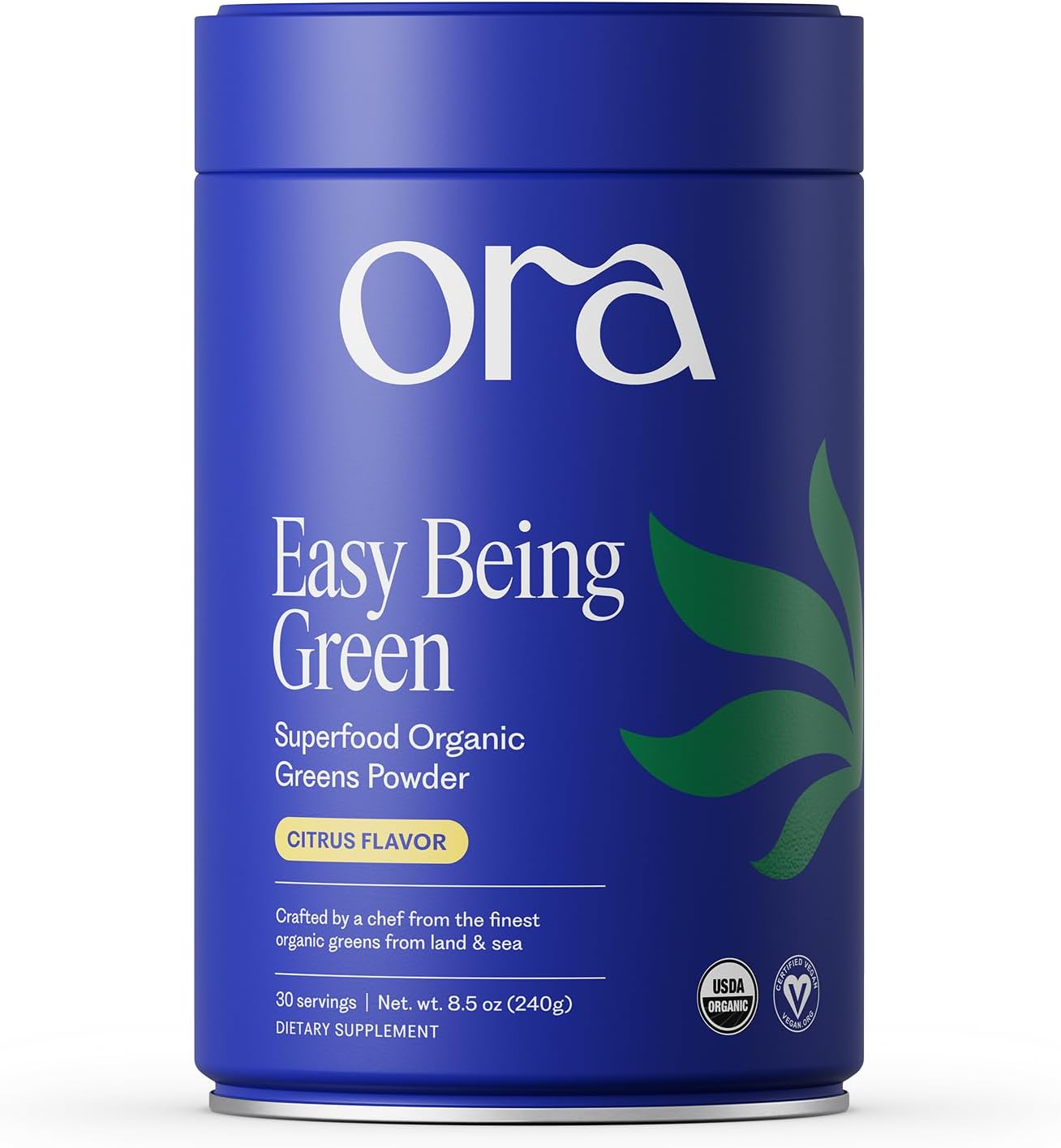 Ora Organic Greens Powder - Vegan, Gluten-Free, Organic Super Greens Drink for Energy & Detox, Citrus Flavour, 30 Servings - görsel 1