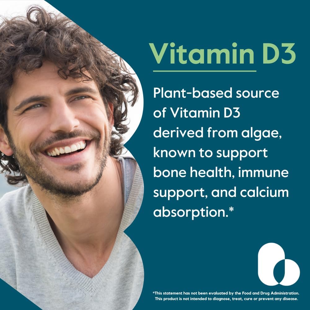 BESTVITE Vegan Vitamin D3 2500 IU (120 Vegetarian Capsules) - Vegan, Non-GMO, Gluten-free - görsel 2
