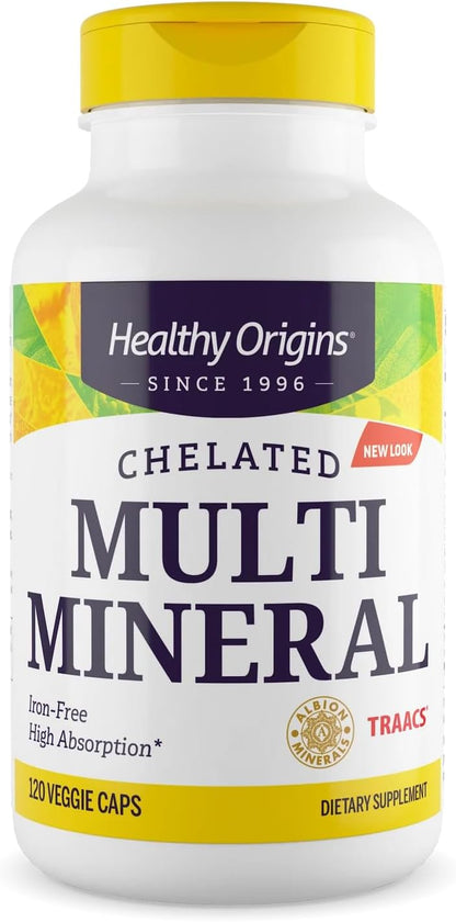 Healthy Origins Chelated Multi Mineral, 120 Veggie Capsules – Albion Minerals TRAACS High Bioavailability Complex