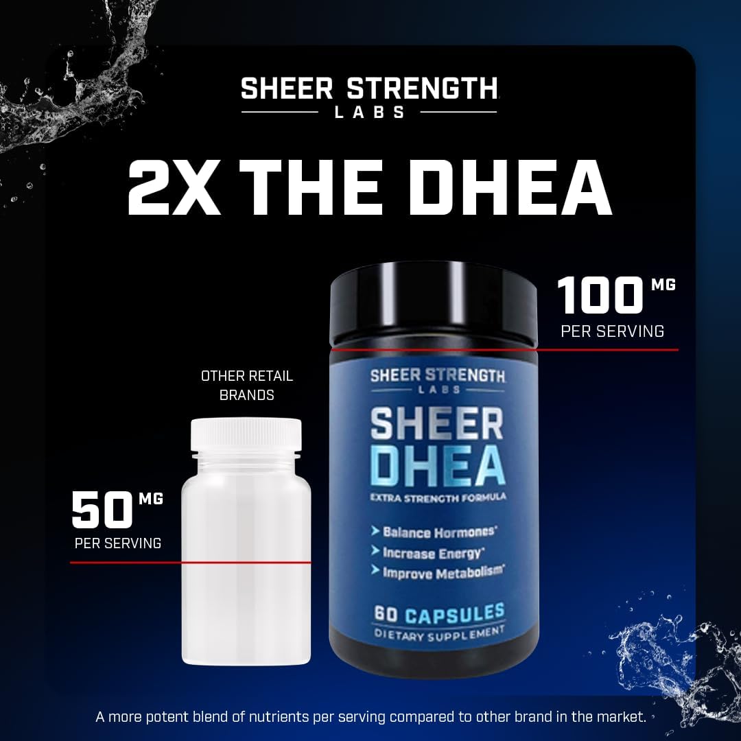 Sheer Strength Labs DHEA 100mg Supplement - Pure DHEA for Men and Women - Enhanced Absorption - 60 Capsules - görsel 4