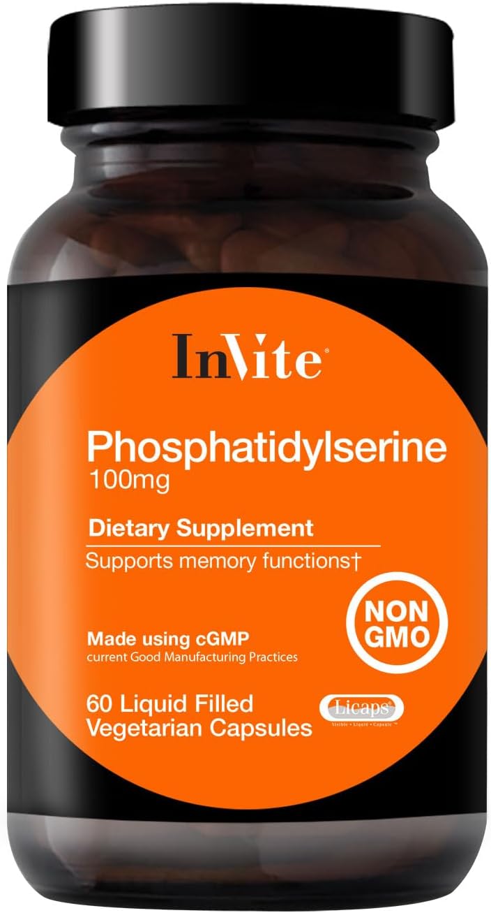 Invite Health Phosphatidylserine 100 mg - Supports Memory and Cognitive Function, Including Concentration and Focus - 60 Liquid-Filled Vegetarian Capsules - görsel 1