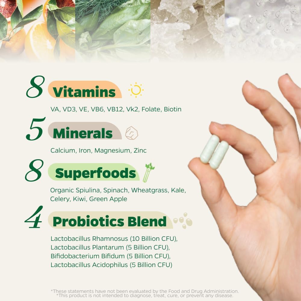 Zenkgo Women's Multivitamin with 25 Billion Probiotics & Organic Greens – Daily Whole Food Supplement for Active Women – – Image 3