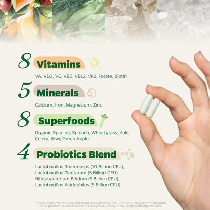 Zenkgo Women's Multivitamin with 25 Billion Probiotics & Organic Greens – Daily Whole Food Supplement for Active Women – – Image 3