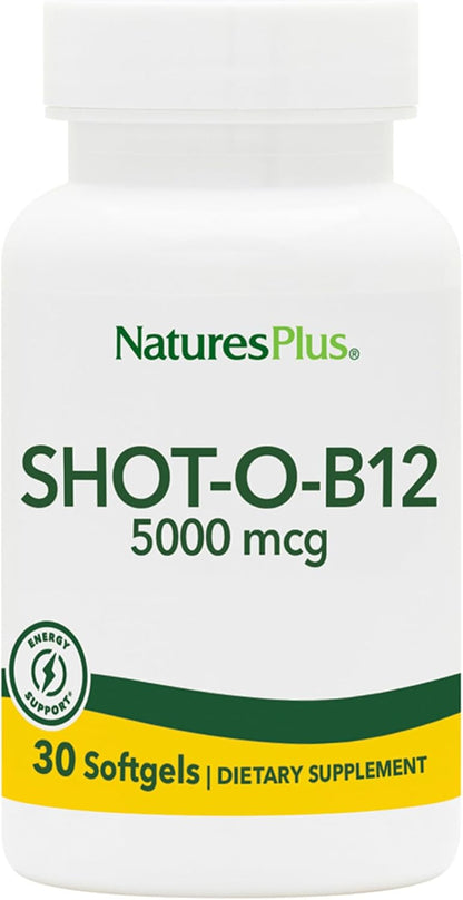 NaturesPlus Shot-O-B12 - 5000 mcg Vitamin B12 - 30 Softgels