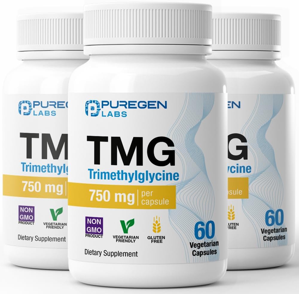 Puregen Labs TMG 750 mg – Trimethylglycine Supplement – 180 Vegetarian Capsules (3 Pack) - görsel 1