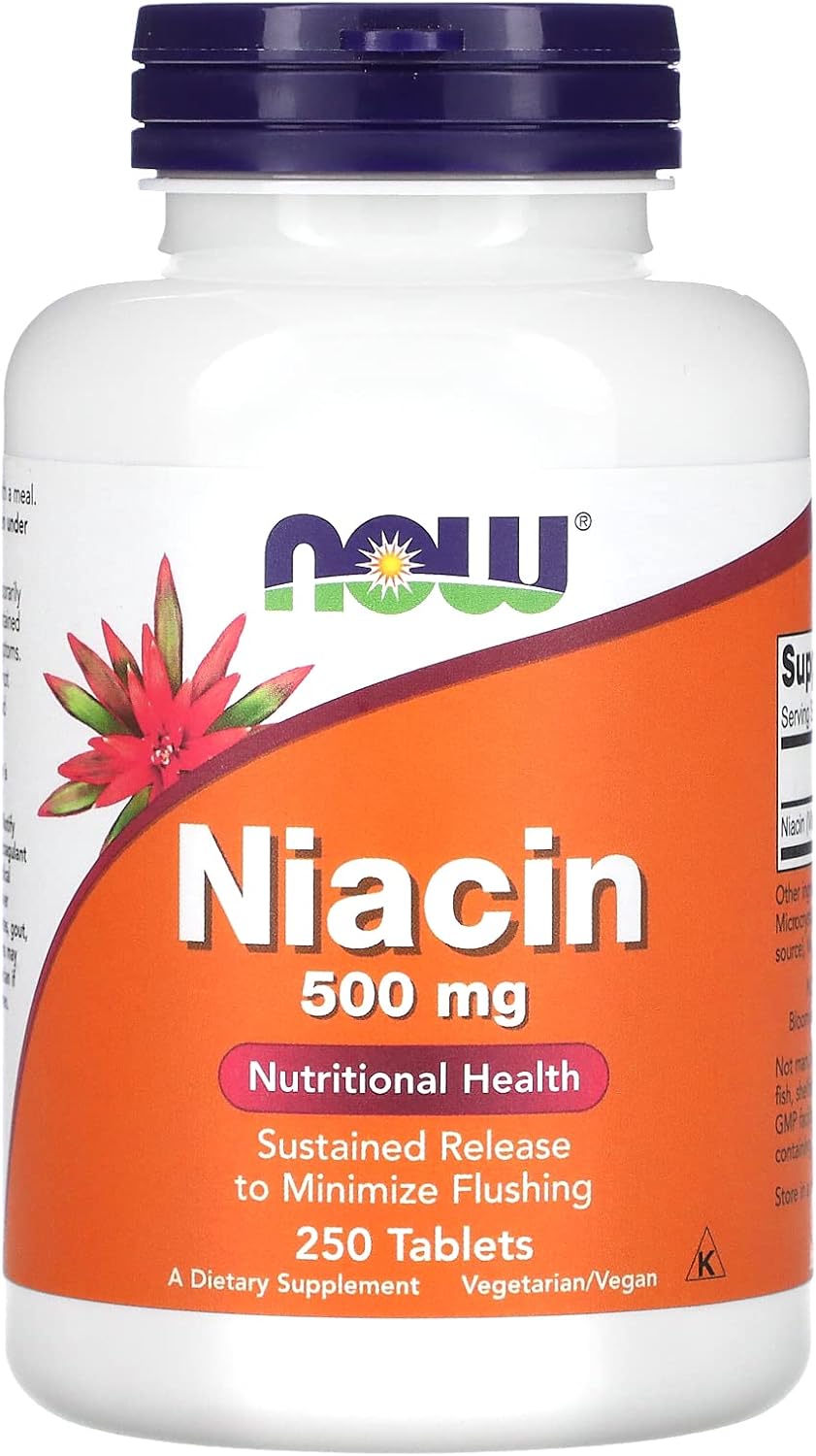 NOW Foods Niacin 500 mg, 250 Tablets (Pack of 2) - görsel 1