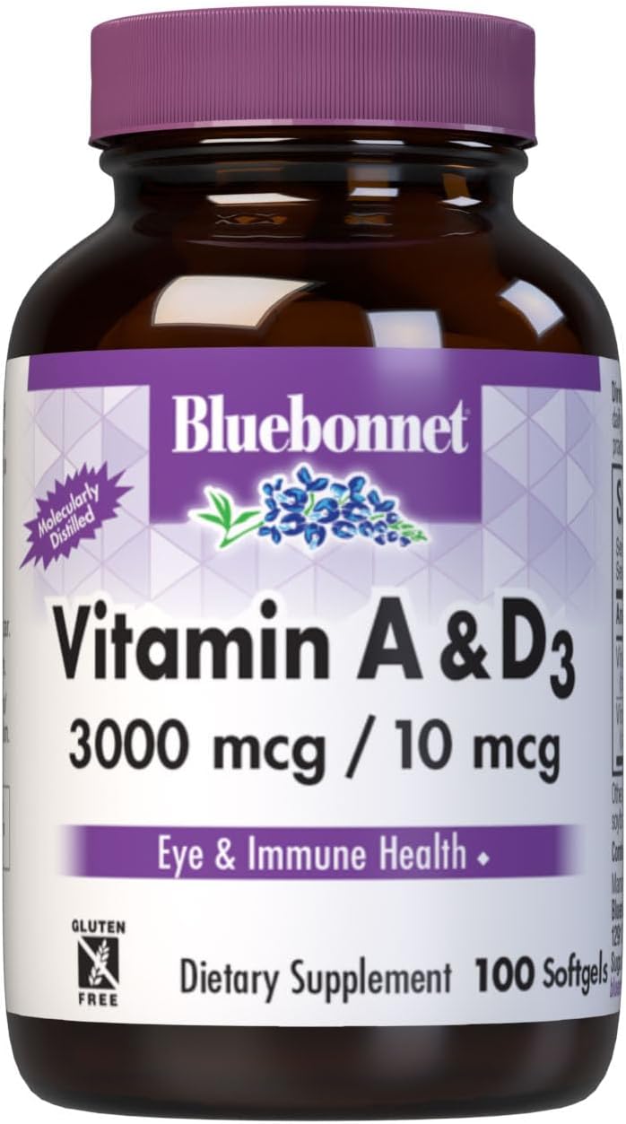 Bluebonnet Nutrition Vitamin A & D3 10,000 IU/400 IU – 100 Softgels - görsel 1