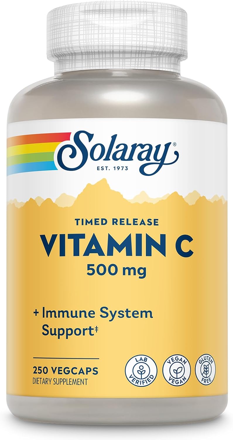 SOLARAY Vitamin C with Rose Hips – Timed Release Capsules, 500 mg, 100 Count - görsel 7