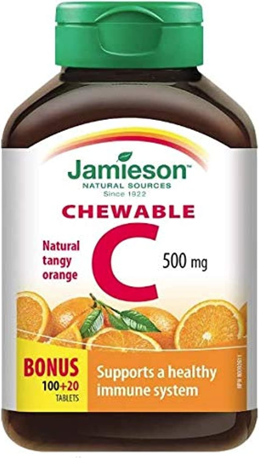 Jamieson Vitamin C Chewable 500 mg - Tangy Orange, 120 Tablets Bonus - görsel 1