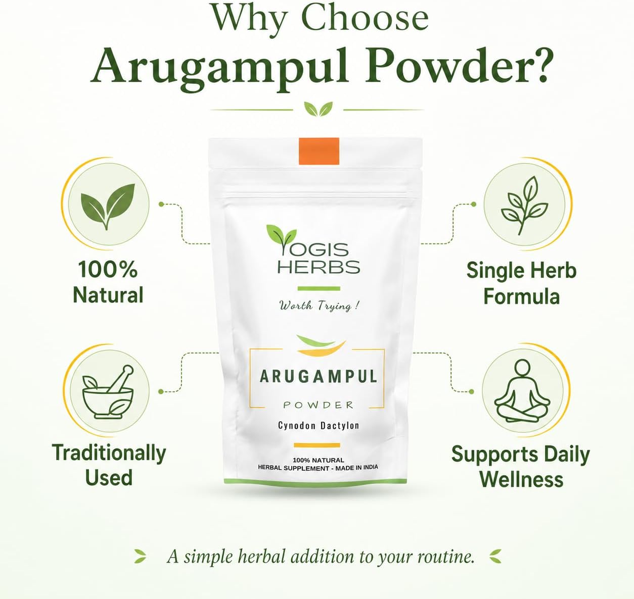 YOGIS HERBS Arugampul Powder – Traditional Tamil Herbal Supplement – Hand-Cleaned, Stone-Ground, Single-Ingredient - görsel 4