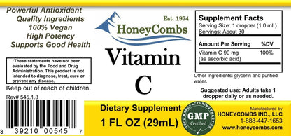 HoneyCombs Vitamin C Liquid Drops with Bioflavonoids – High Absorption Immune Support