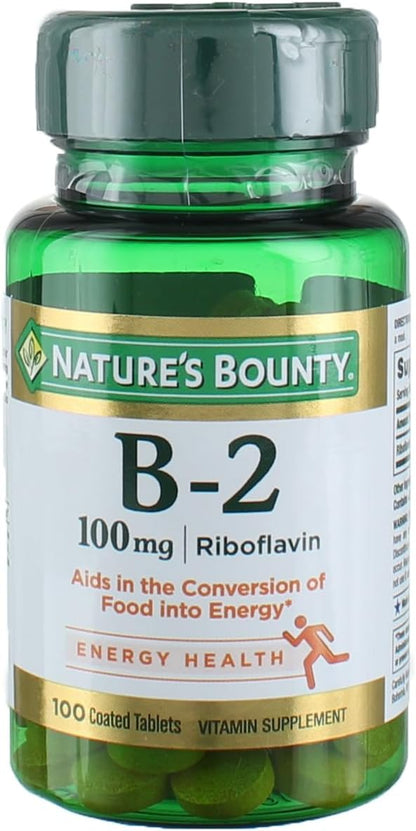 Nature's Bounty Vitamin B2, 100 mg, 100 Tablets (Pack of 4)