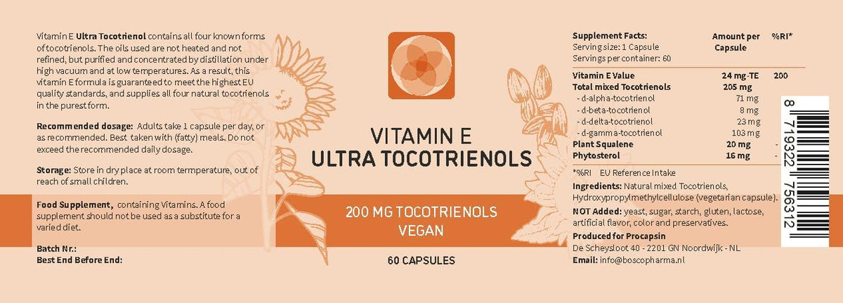 Ultra Tocotrienol 200mg – All 4 Tocotrienols, Vegan Vitamin E Supplement - görsel 2