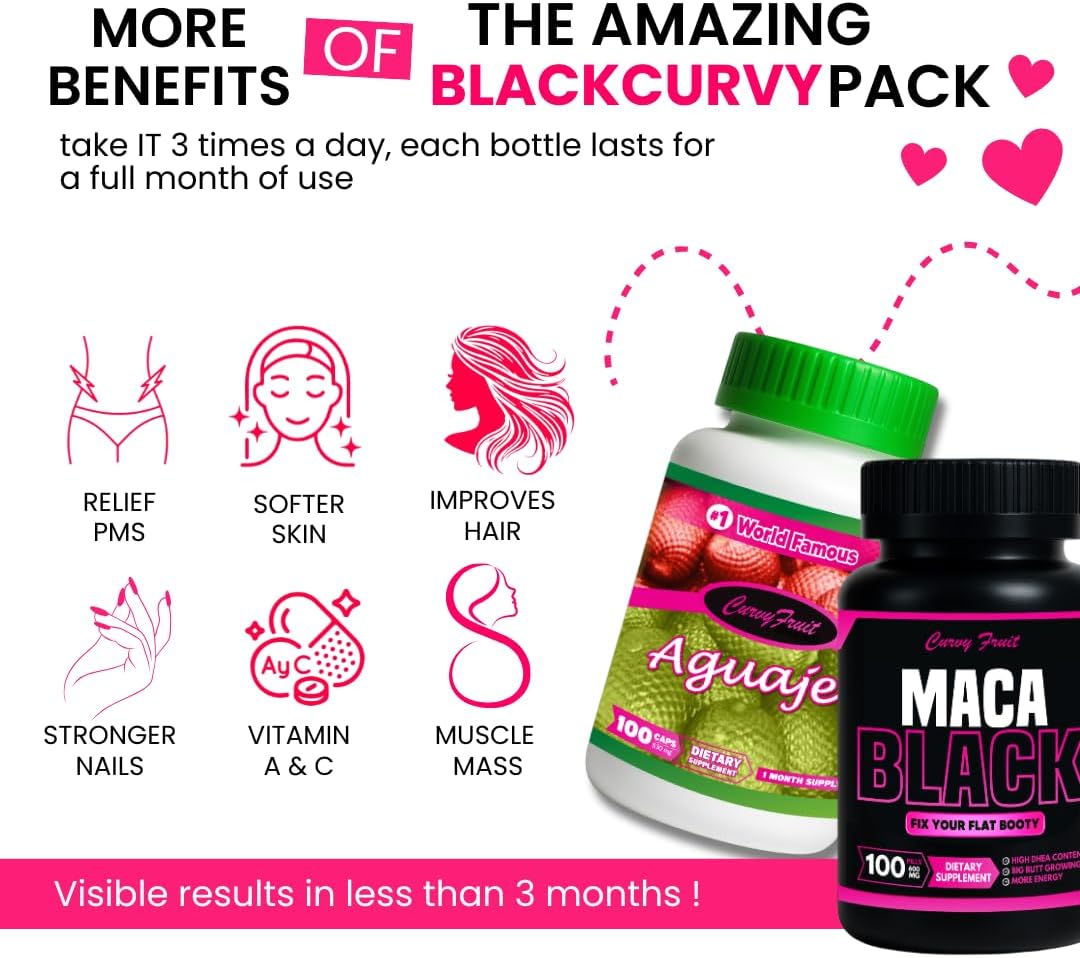 Maximum Booty Growth – Aguaje + Black Maca Capsules for Women – Glute Volume Enhancer - görsel 8