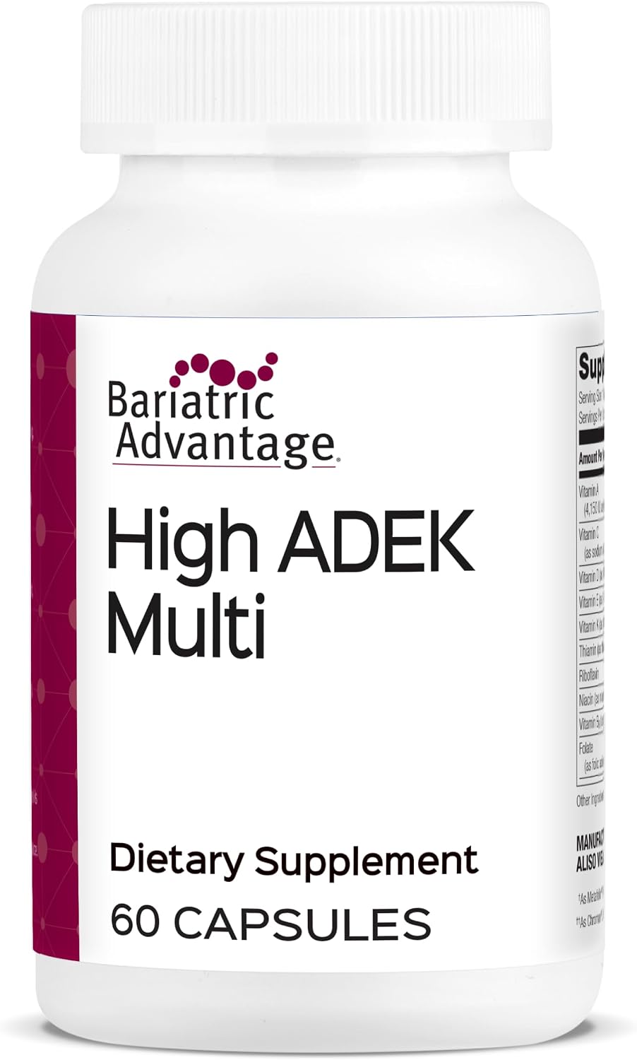 Bariatric Advantage High ADEK Multi - Multivitamin for Bariatric Surgery Patients with Vitamins A, D, E, K & Trace Minerals - 180 Capsules - görsel 8