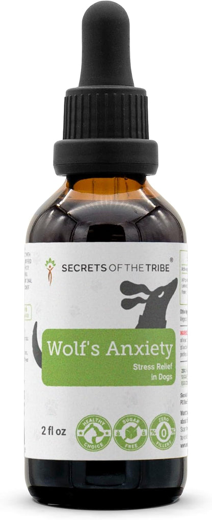 Wolf's Anxiety Natural Herbal Food Supplement for Dogs – Alcohol-Free Extract with Chamomile, Lemon Balm, Lavender, Linden, Fennel – 60 ml