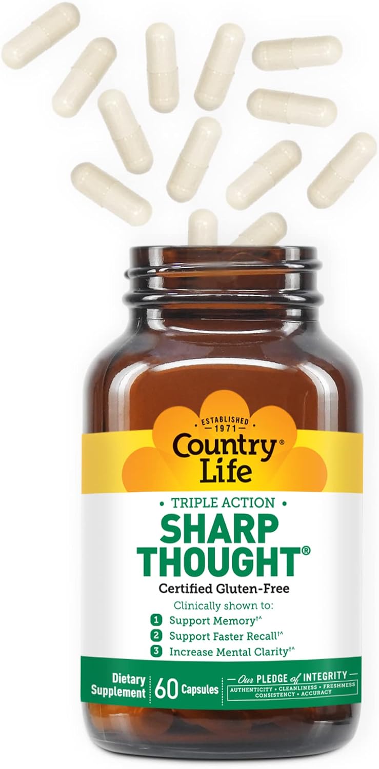 Country Life Sharp Thought - Memory & Cognitive Support Supplement with Phosphatidylserine + DHA, 60 Capsules - görsel 3