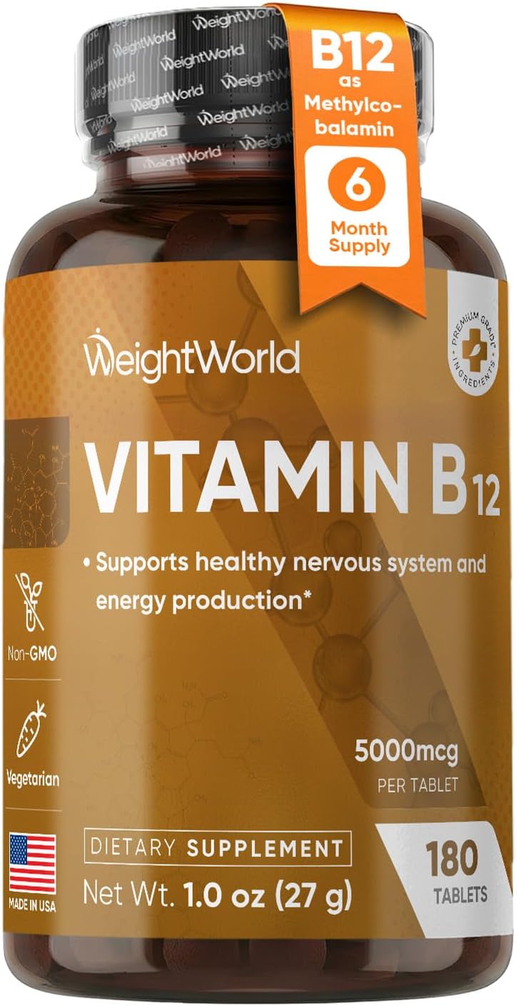 WeightWorld Vitamin B12 5000mcg Methylcobalamin – 180 Tablets (6-Month Supply) - görsel 1