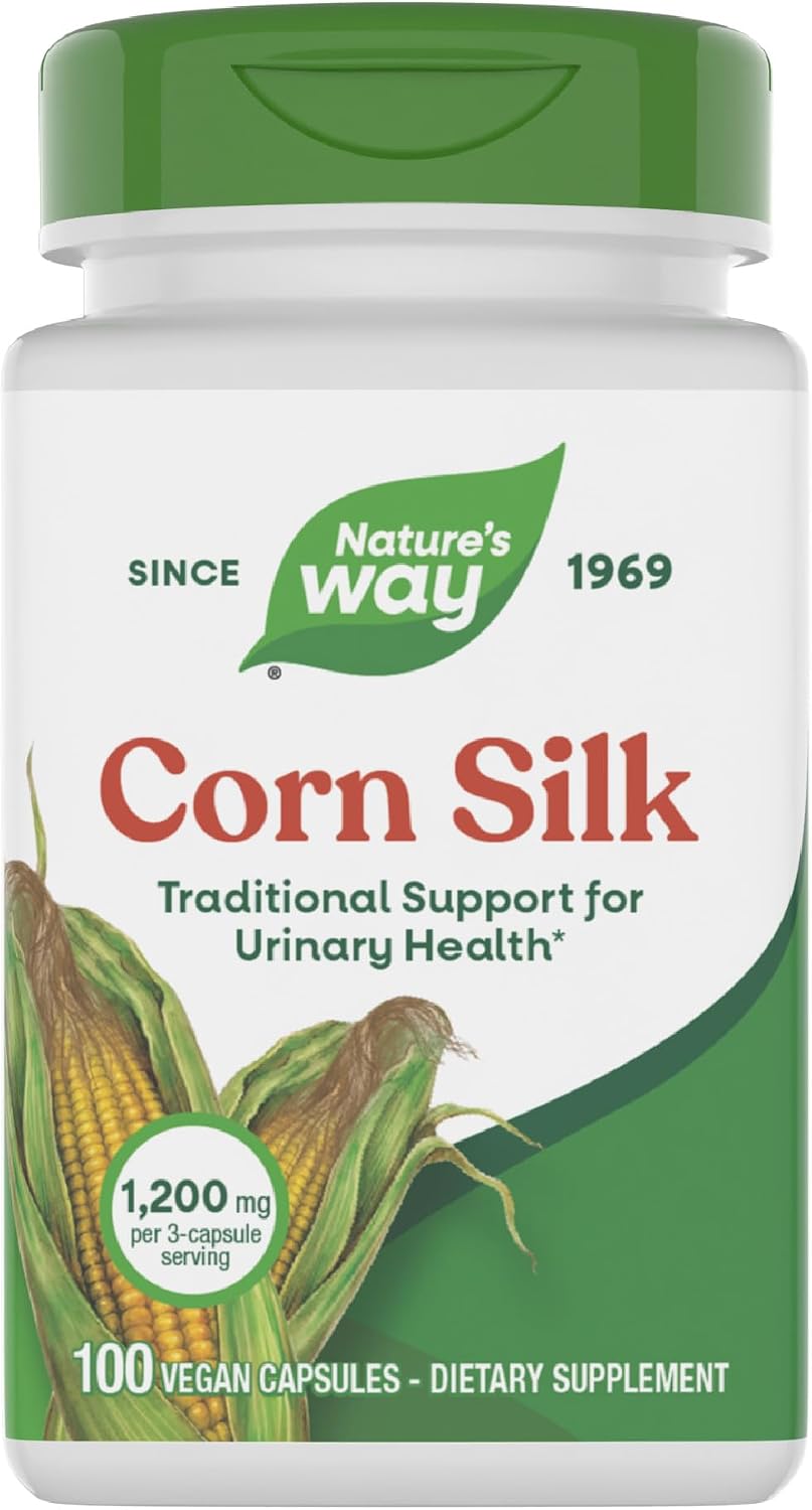 Nature's Way Corn Silk, 1,200 mg per 3-Capsule Serving, Traditional Support for Urinary Health*, Vegan, No Gluten, 100 Vegan Capsules (Packaging May Vary) - görsel 1
