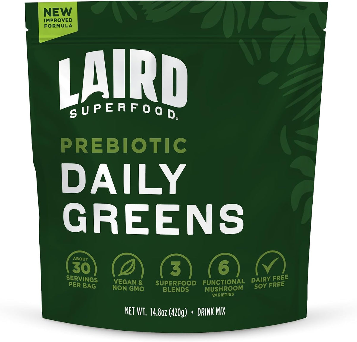 Laird Superfood Prebiotic Daily Greens, 15 Sachets, 0.5 oz (14 g) Each - görsel 10