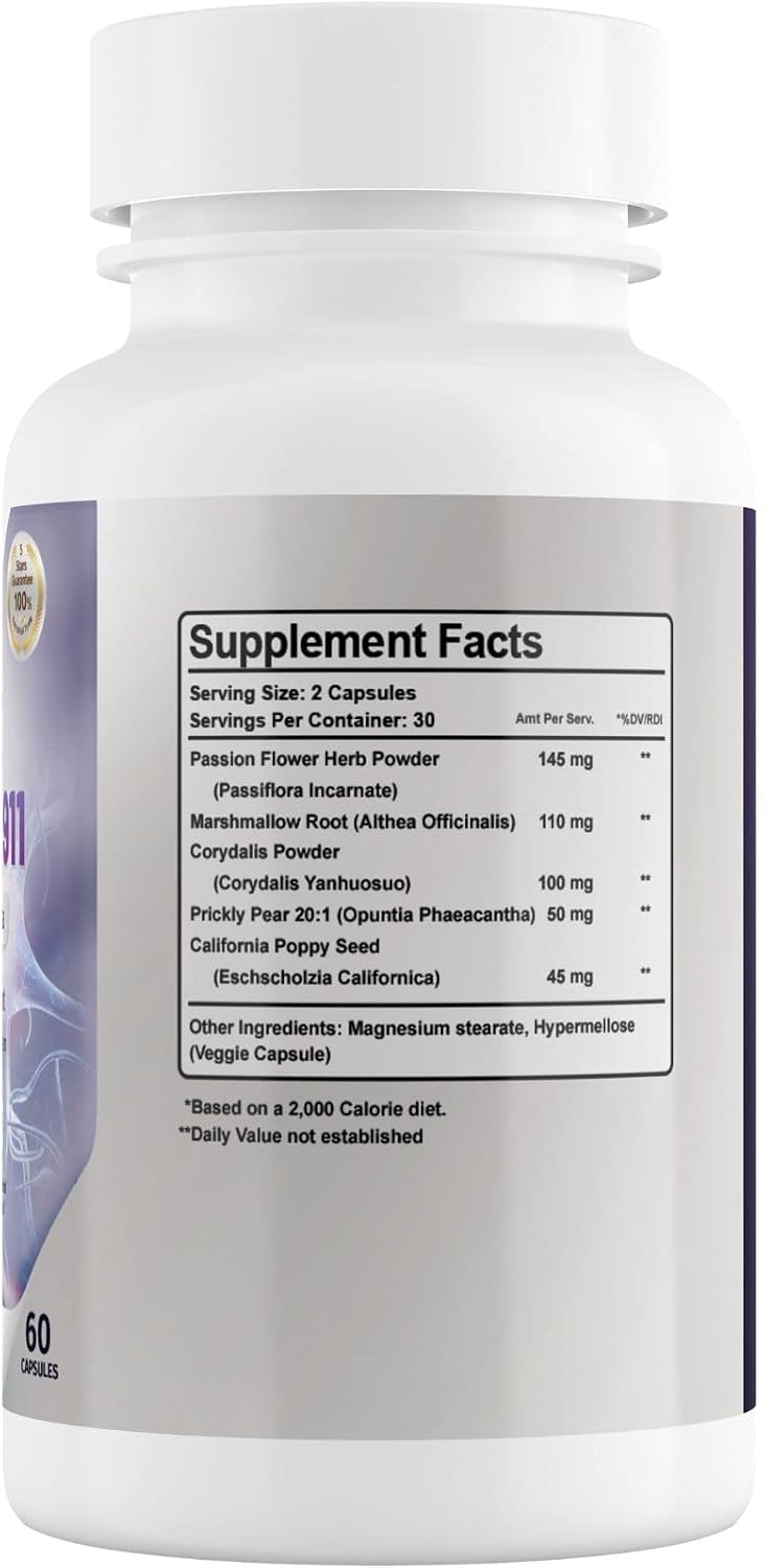 Phytage Labs Nerve Control 911 – Herbal Nerve Support Supplement – 60 Capsules - görsel 2