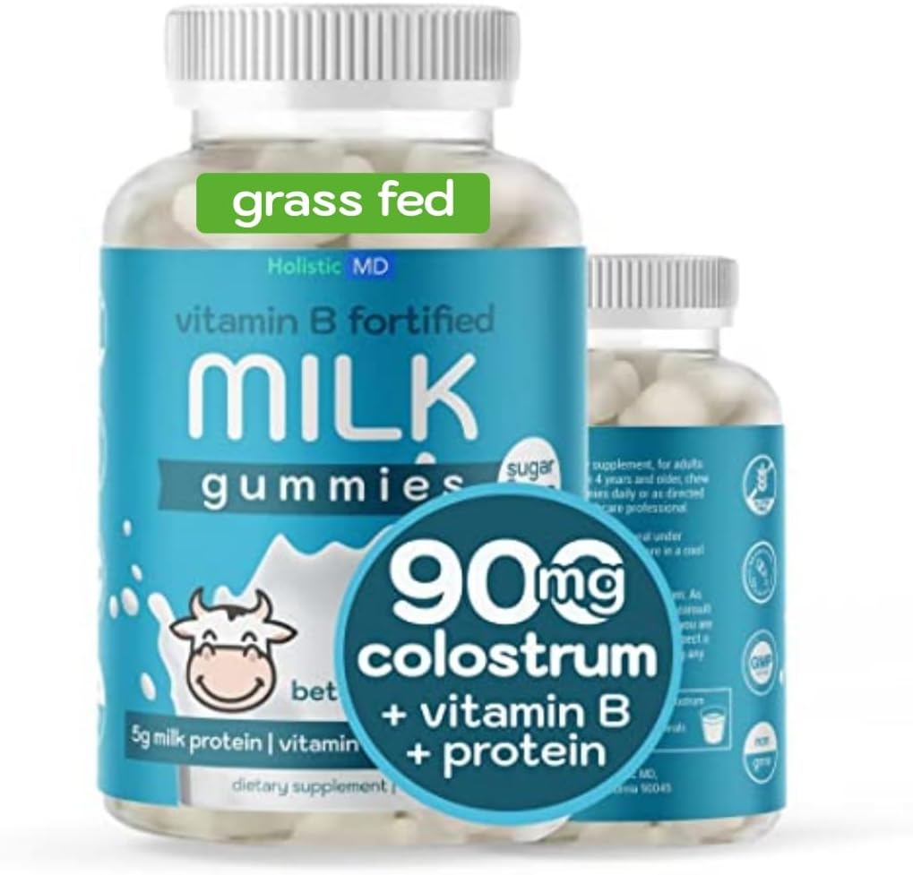 Holistic MD Colostrum Gummies - Grass-Fed Colostrum Milk Protein Gummies with Vitamin B Complex, Sugar-Free, 60 Count - görsel 1