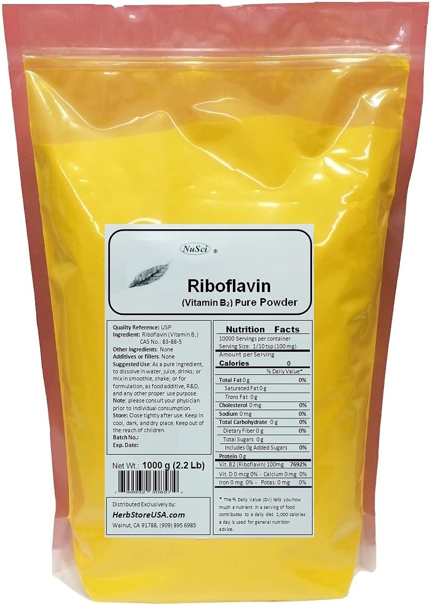 NuSci Vitamin B2 Riboflavin Pure Powder (1000g) - görsel 1
