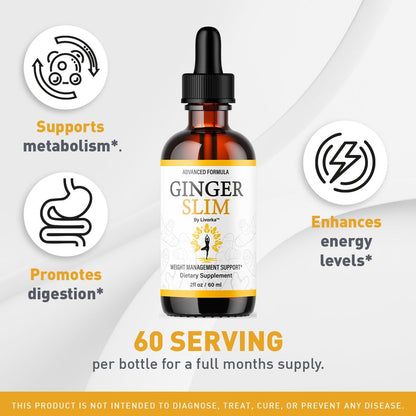 Ginger Slim Drops - Official GingerSlim All Natural Liquid Supplement, 1 Month Supply