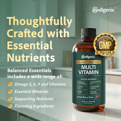Wellgenix Balanced Essentials Liquid Multivitamin & Minerals - 946 ml - 138 Nutrients per Serving