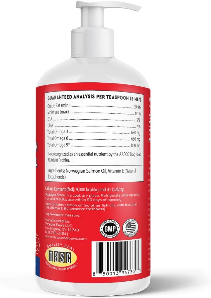 Premium Salmon Oil for Dogs – Pure Norwegian Salmon Oil High in Omega-3 EPA & DHA - Powerful Fish Oil for Dog Skin & Coat, Hip & Joints, Allergies & Itchy Skin – Omega-3 Fish Oil for Dogs – 946ml (32oz) Liquid - görsel 5