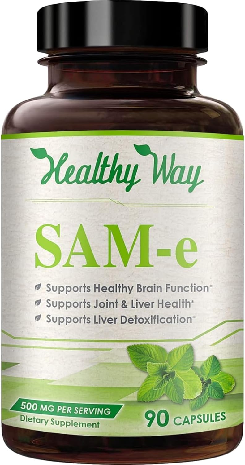 Healthy Way 500mg SAM-e Supplement – High Strength S-Adenosyl-L-Methionine for Joint, Brain, Liver, and Mood Support (90 Capsules) - görsel 1