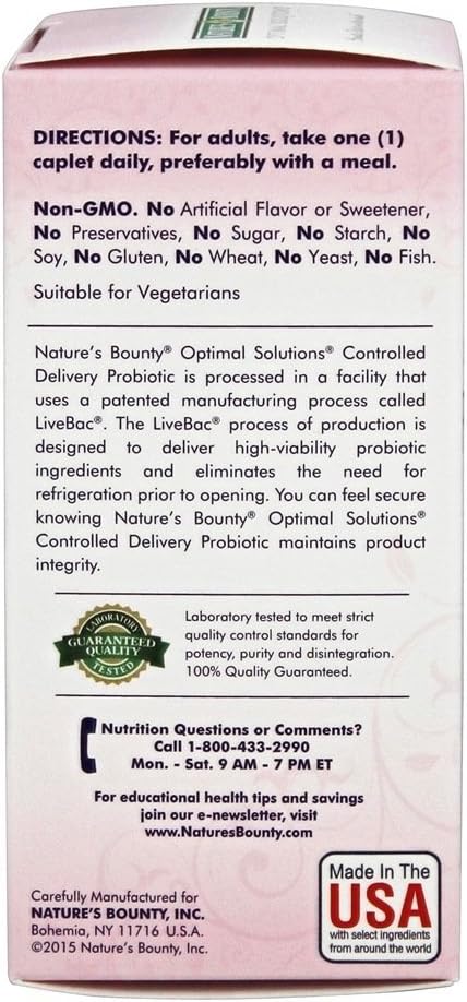 Nature's Bounty Probiotics Targeted Release Caplets, 30 Caplets (Pack of 2) - görsel 4