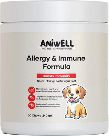 Aniwell Allergy & Immune Support Chews for Dogs – Astragalus & Flaxseed C3 – Soft Chews