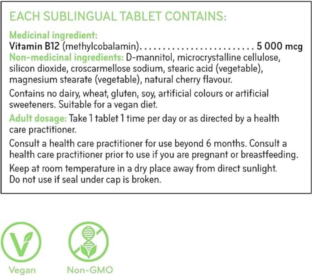 Sisu B12 5000 mcg Methylcobalamin Tablets, 60 Count - görsel 2