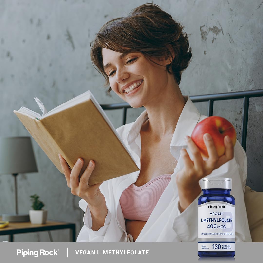 Piping Rock L-Methylfolate Supplement, 400 mcg, 130 Capsules - görsel 6