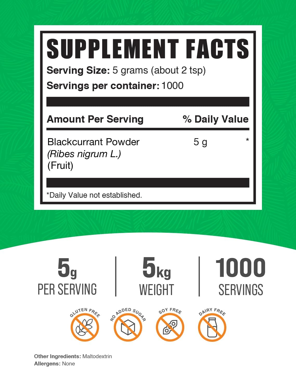 BulkSupplements.com Blackcurrant Powder - Superfood Supplement, 5kg (Pack of 5) - görsel 2