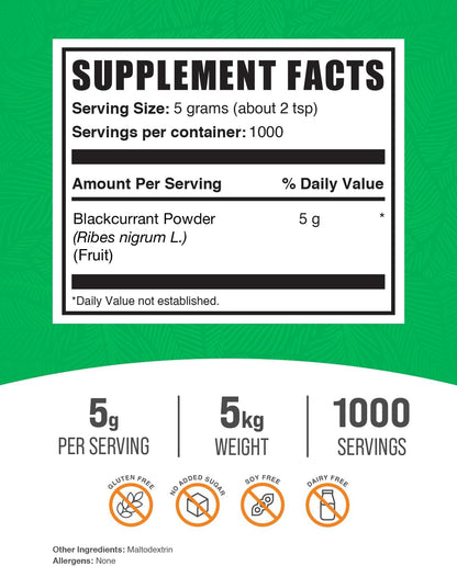 BulkSupplements.com Blackcurrant Powder - Superfood Supplement, 5kg (Pack of 5)