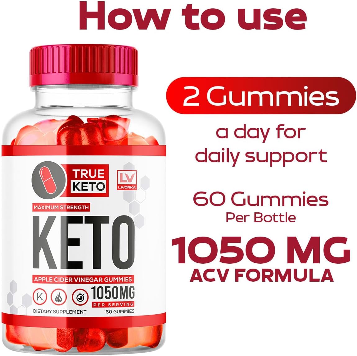 (3 Pack) True Keto ACV Gummies, True Keto Gummies, True Keto Advanced Apple Cider Vinegar Formula, True Gummies, 180 Gummies for 3 Months - görsel 3