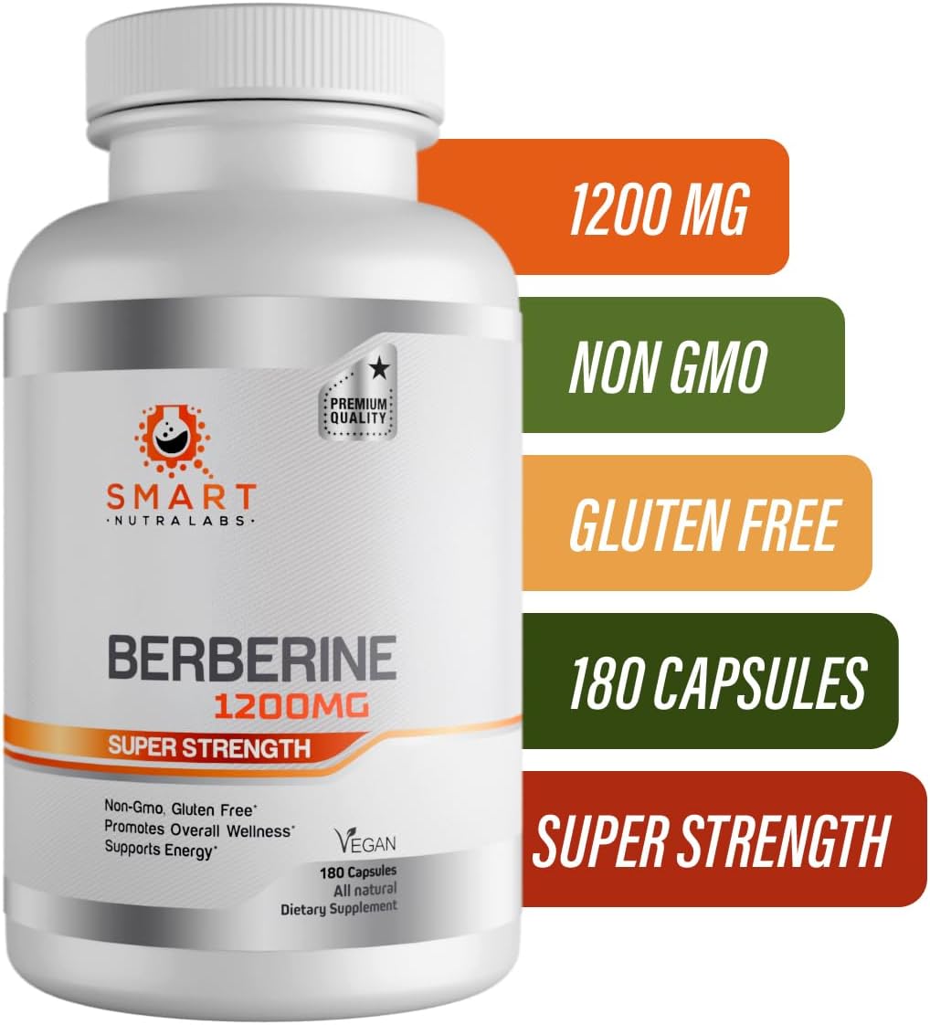 Smart Nutra Labs High Strength Berberine HCL 1200mg - 180 Vegan Capsules - görsel 6